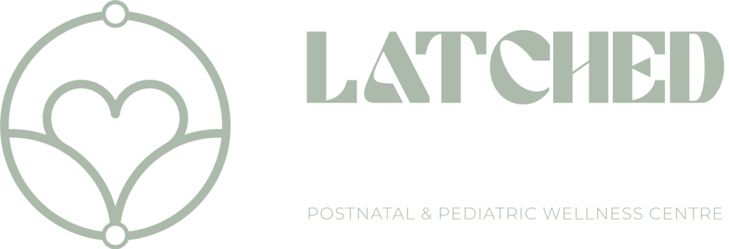 Latched & Bloom Logo of latched & bloom, featuring a stylized heart in a circle with text for a postnatal and pediatric wellness center. Pediatric and Postpartum Care