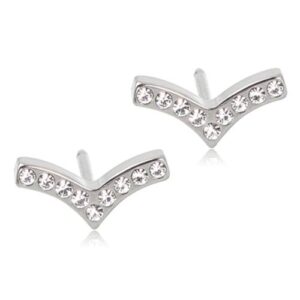 Latched & Bloom Brilliance Wing Crystal Earrings studded with small round crystals, displayed against a white background. Pediatric and Postpartum Care