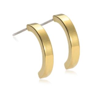 Latched & Bloom Luxury Curve Titanium Gold Earrings-15mm with a matte finish and curved design, isolated on a white background. Pediatric and Postpartum Care