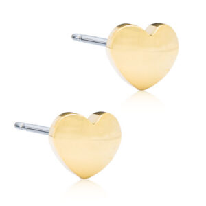 Latched & Bloom A pair of Golden Heart - 5mm stud earrings isolated on a white background. Pediatric and Postpartum Care