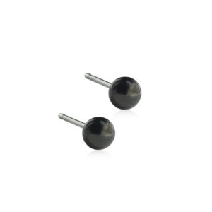 Latched & Bloom Sentence with product name: Two Titanium Black Ball Stud Earrings- 4mm on a white background. Pediatric and Postpartum Care